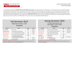 Fall Semester 2015 Spring Semester 2016