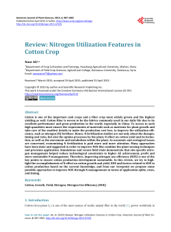 Review: Nitrogen Utilization Features in Cotton Crop