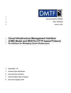 Cloud Infrastructure Management Interface (CIMI) Model
