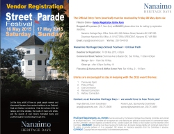 2015 Nanaimo Heritage Days Merchant Registration