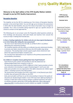 Welcome to the April edition of the EYFS Quality Matters bulletin
