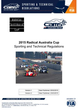 2015 Radical Australia Cup Sporting and Technical