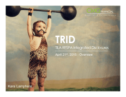 TILA RESPA Integrated Disclosures