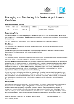 Managing and Monitoring Job Seeker Appointments Guideline