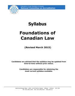 Foundations of Canadian Law Syllabus