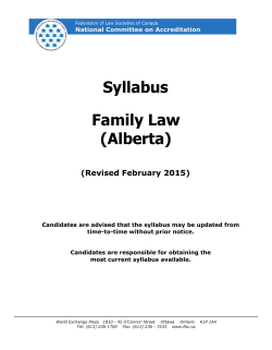 Syllabus Family Law (Alberta) - Federation of Law Societies of Canada