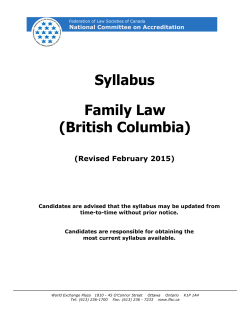 Syllabus Family Law (British Columbia)