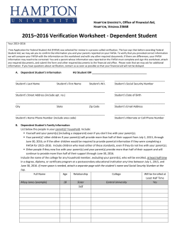 2015â2016 Verification Worksheet
