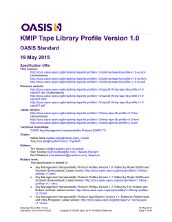 KMIP Tape Library Profile Version 1.0 OASIS Standard 19 May 2015