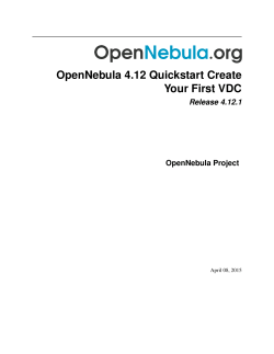 OpenNebula 4.12 Quickstart Create Your First VDC