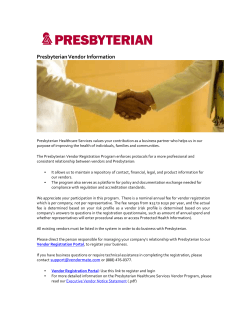 Presbyterian Vendor Information - Presbyterian Healthcare Services