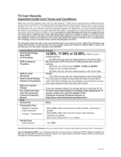 TD Cash Rewards Terms and Conditions