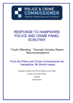 Reply to the Police and Crime Panel youth offending report