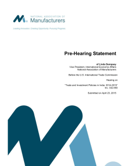 Pre-Hearing Statement - National Association of Manufacturers