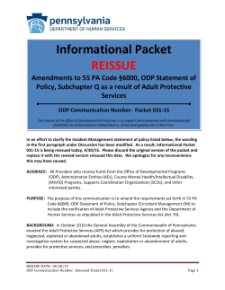 Informational Packet #031-15 - Office of Developmental Programs