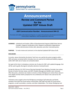Review and Comment on ODP Values Announcement 044-15