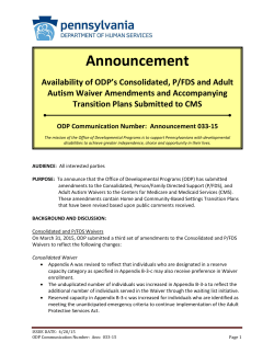 Announcement 033-15 - Office of Developmental Programs