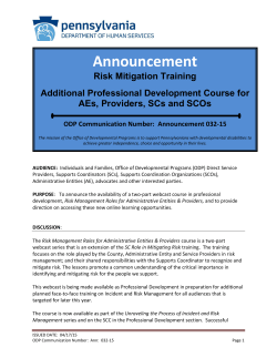 Announcement 032-15 - Office of Developmental Programs