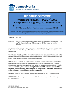 CDS Stakeholder Call Announcement #045-15