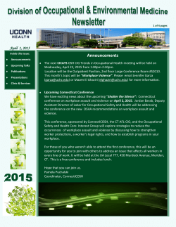 April 2015 Newsletter - Occupational and Environmental Health