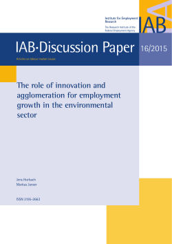 The Role of Innovation and Agglomeration for Employment