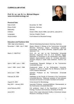 CV  - Microbial Ecology, University of Vienna