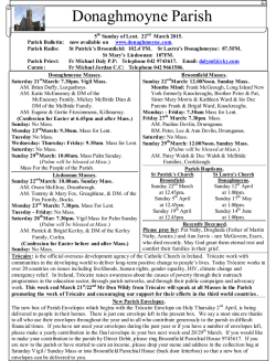 5th Sunday of Lent 22nd March 2015