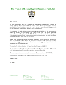 Tournament Cover Letter - The Donny Higgins Memorial Fund