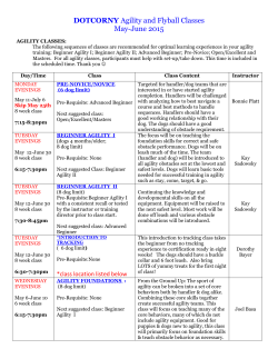 Agility Class Schedule May-June 2015
