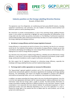 Industry position on the Energy Labelling Directive Review