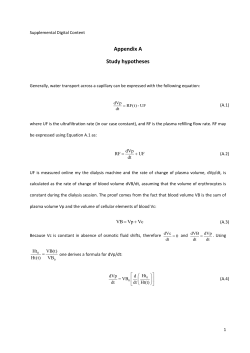 Kinetics of plasma refilling during hemodialysis sessions after