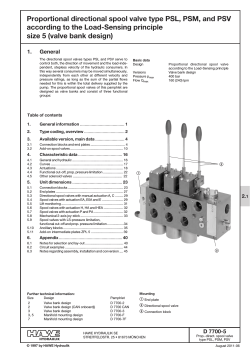 Proportional directional spool valve type PSL
