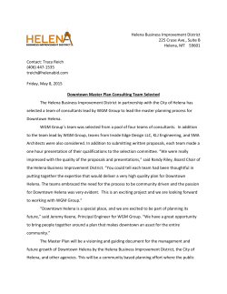 Downtown Master Plan Consultant Press Release 5-8-15