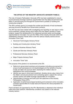 Advisory Panels to the Industry Participation Advocate