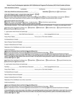 Durham County Pre-Kindergarten Application (2015