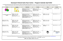 Early Years Calendar April 2015 - Davenport Perth Neighbourhood
