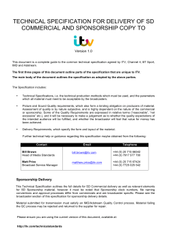technical specification for delivery of sd commercial and