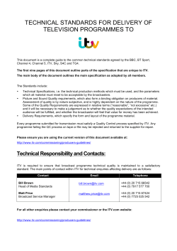 technical standards for delivery of television programmes to