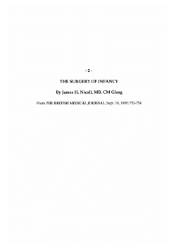 -2- THE SURGERY OF INFANCY By James H. Nicoll, MB, CM Glasg