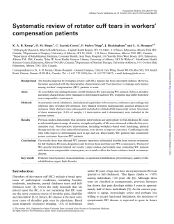 Systematic review of rotator cuff tears in workers