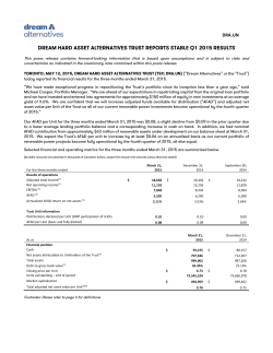dream hard asset alternatives trust reports stable q1 2015 results