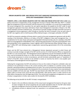 Apr. 2Dream Unlimited Corp. and Dream Office REIT Announce