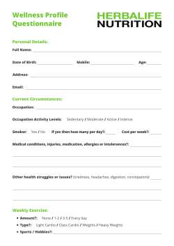 Wellness Profile Questionnaire