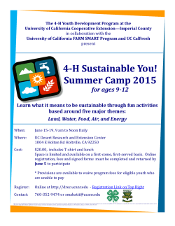 4-H Sustainable You! Summer Camp 2015