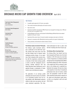 DRIEHAUS MICRO CAP GROWTH FUND OVERVIEW April 2015