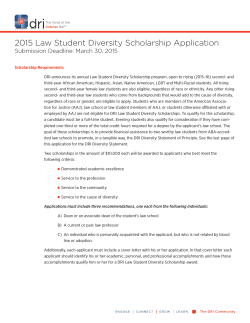 DRI 2015 Diversity Scholarship Application