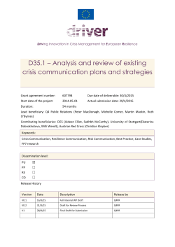 D35.1 Crisis Communication Plans and Strategies