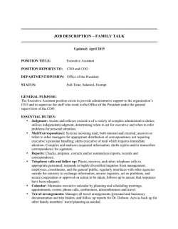 Executive Assistant Job Description - Family Talk