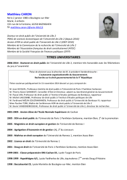 le CV de Matthieu CARON - FacultÃ© des sciences juridiques