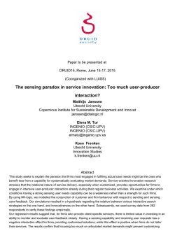 The sensing paradox in service innovation: Too much user